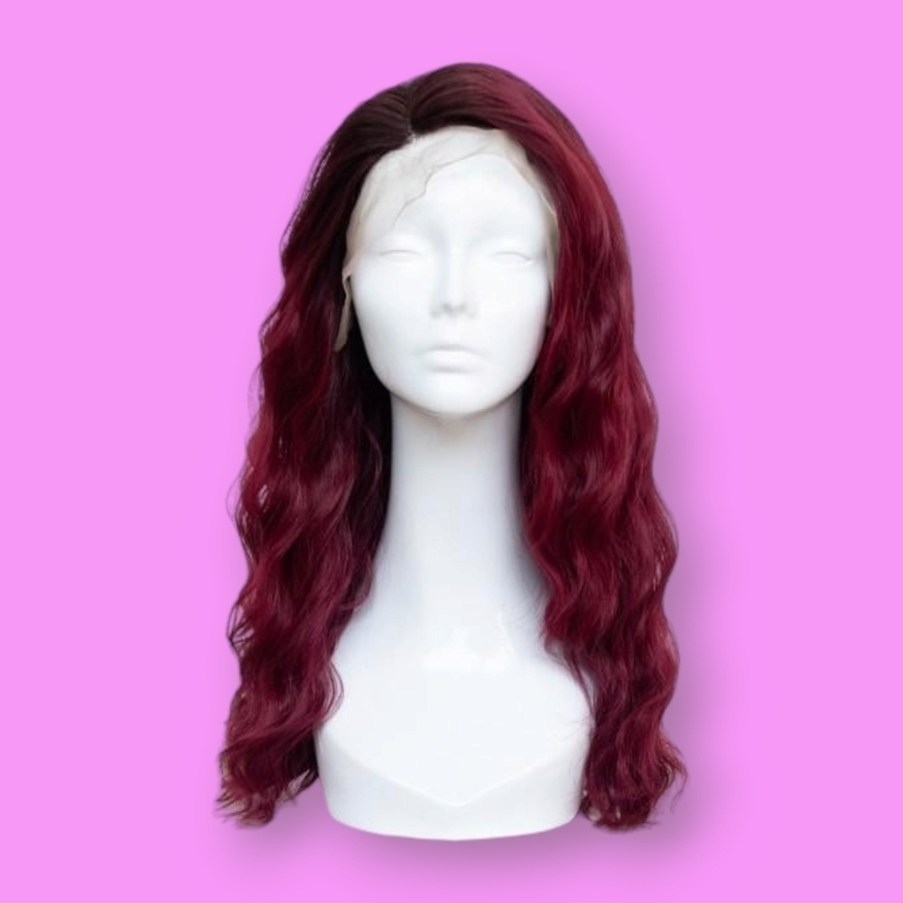 Uniwigs Cherry Cola Red Wine Wavy Synthetic Lace Front Wig